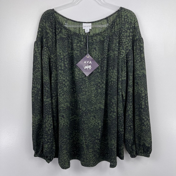 Ava & Viv Green Abstract Blouse NWT - Picture 1 of 9